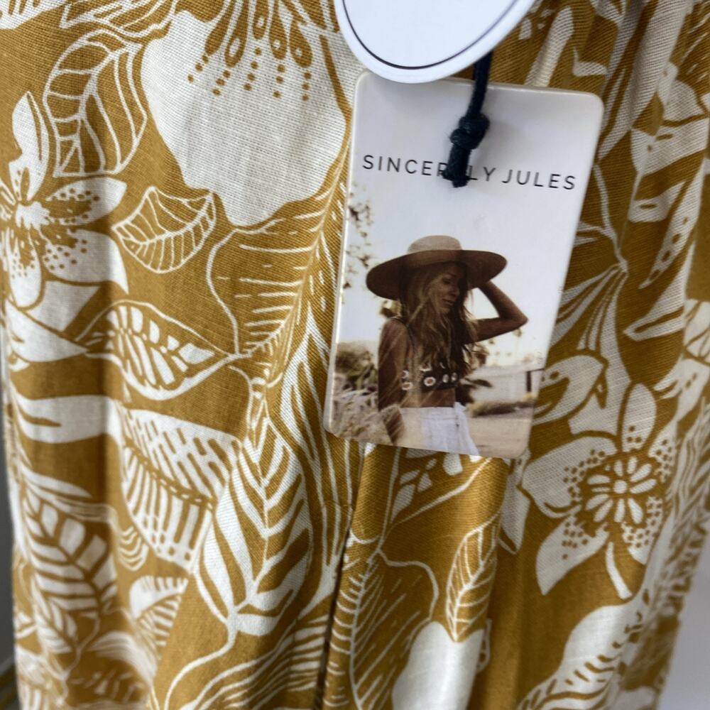 NWT Sincerely Jules Mini Dress Womens M Floral Strappy Tropical Linen Blend - Picture 6 of 13